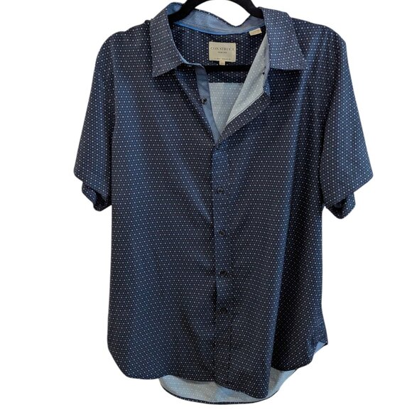Construct Men's Short Sleeve Button Down Blue with Polka Dots - Size XL - Picture 2 of 7
